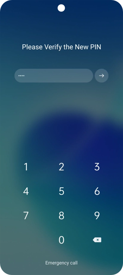 Key in the new PIN again and press arrow right.