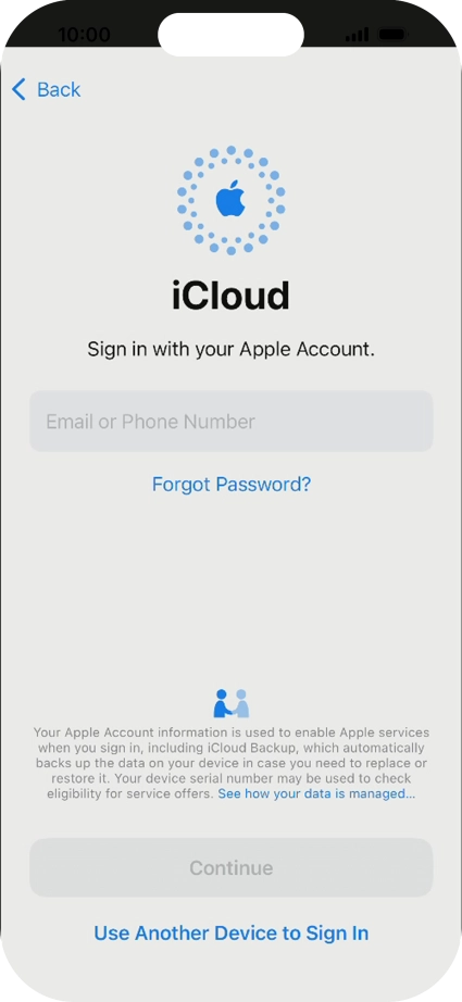 Press Email or Phone Number and key in the username for your Apple ID.