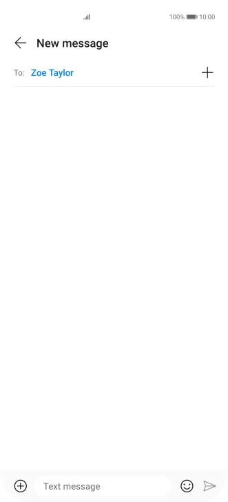 Press the text input field and write the text for your text message.