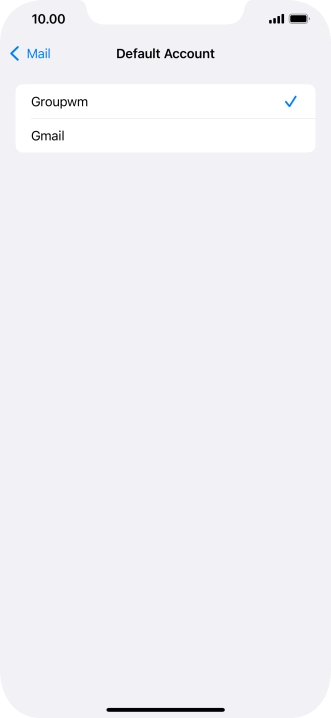Press the required email account to select the email account as your default account.