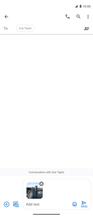 Press the text input field and write the text for your picture message.