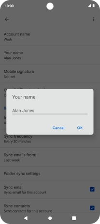 Key in the required sender name and press OK.