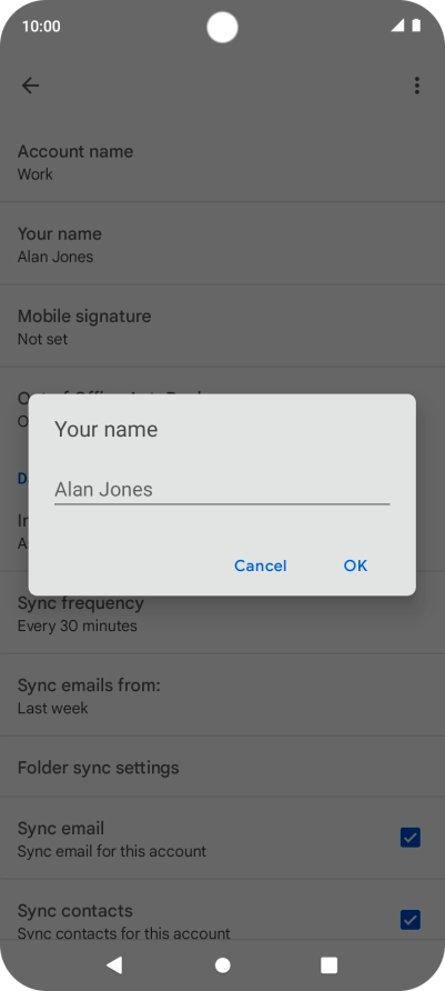 Key in the required sender name and press OK.
