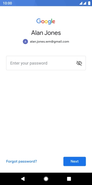 Press Enter your password and key in the password for your Google account.