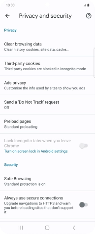 Press Clear browsing data.