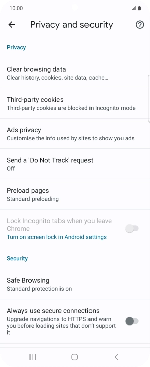 Press Clear browsing data.
