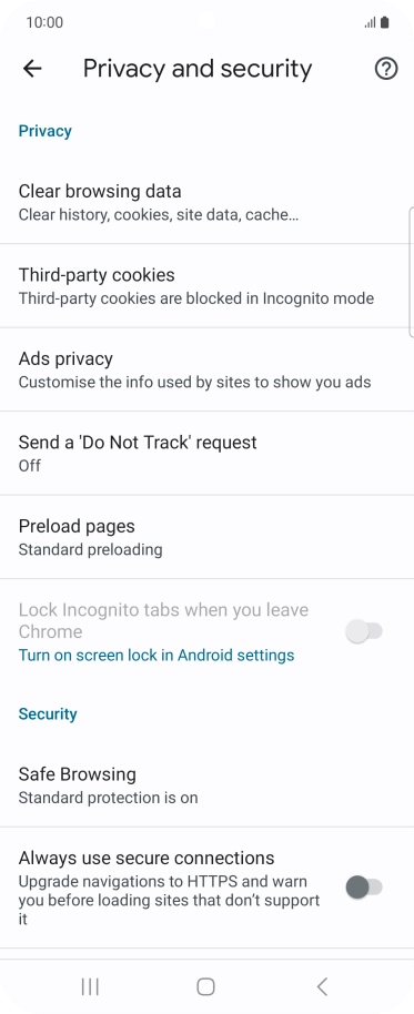 Press Clear browsing data.