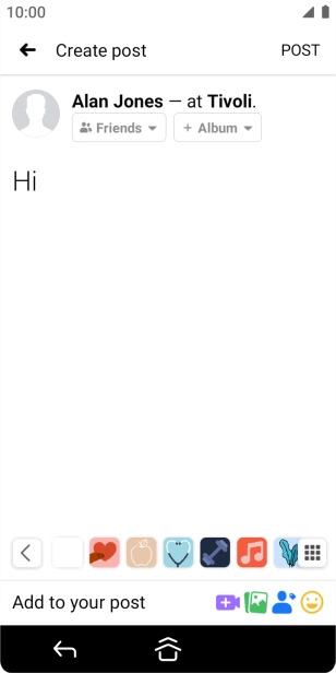 Write the required text and press POST.