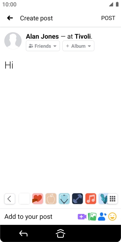 Write the required text and press POST.