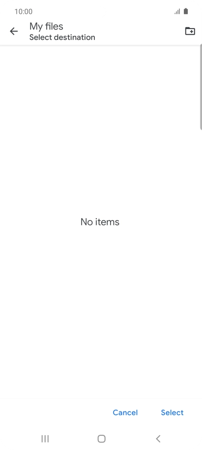 To create a new folder, press the new folder icon and follow the instructions on the screen to create a new folder.