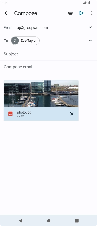 Press Subject and key in the subject of your email message.