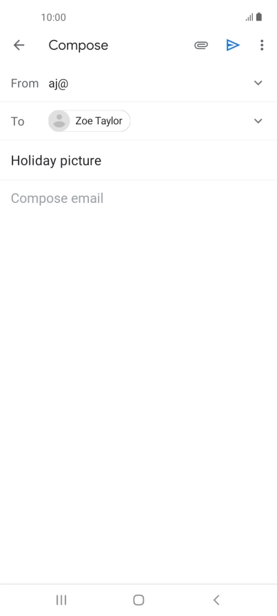 Press the text input field and write the text for your email message.