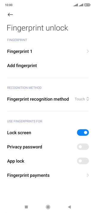 Press the indicators next to the required settings to turn them on or off.