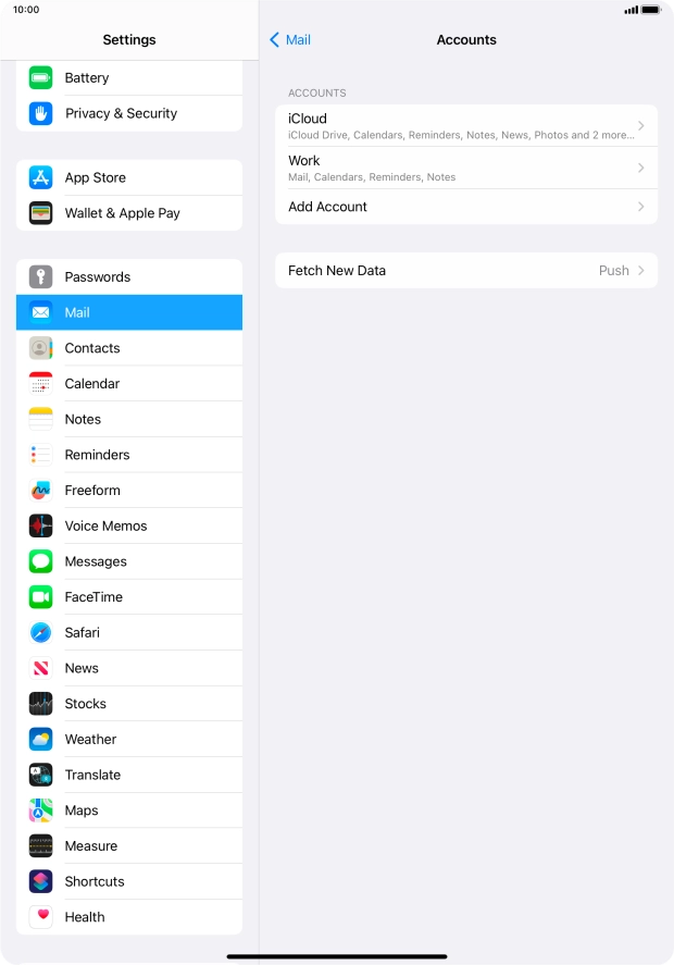 Press the name of the Exchange email account you've just set up.