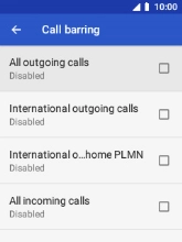 Select the required barring type to turn the function on or off.