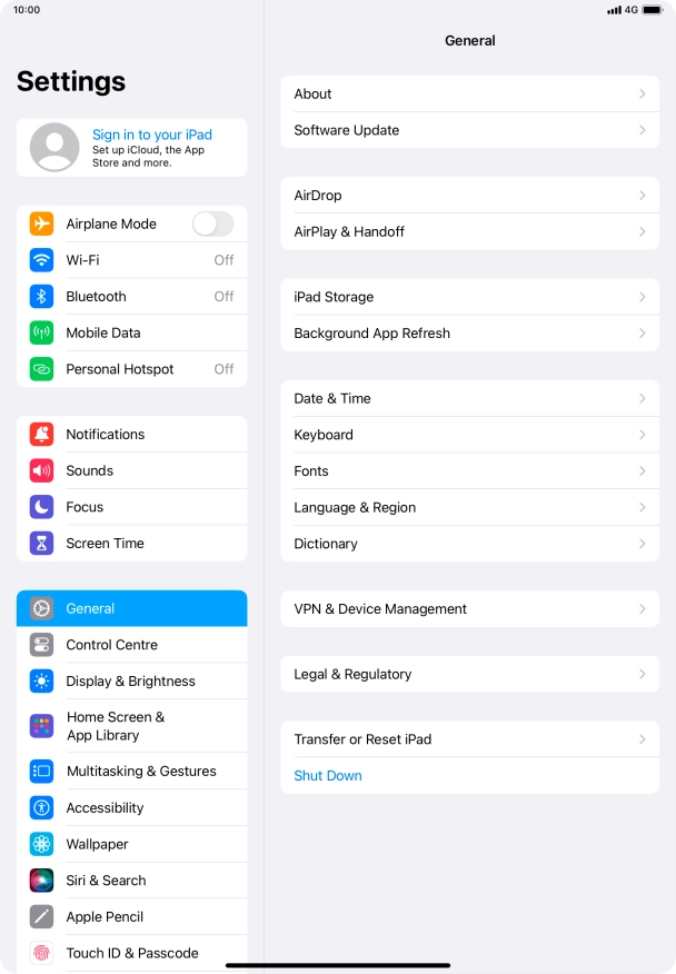 Press Sign in to your iPad.
