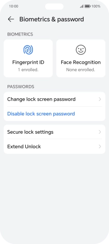 Press Disable lock screen password and key in the additional phone lock code you created earlier.