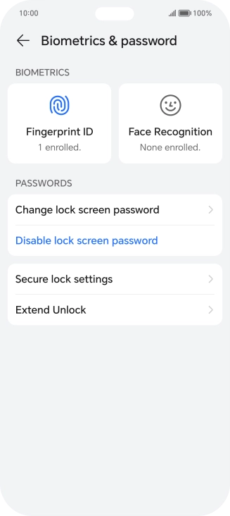 Press Disable lock screen password and key in the additional phone lock code you created earlier.