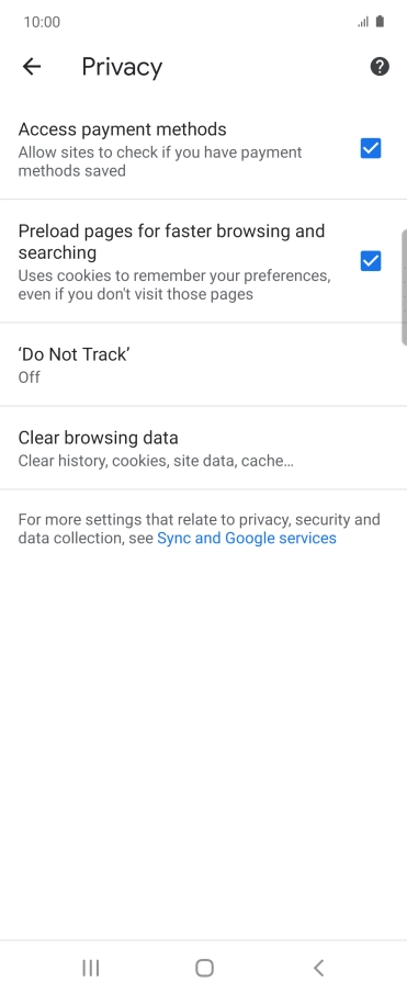 Press Clear browsing data.