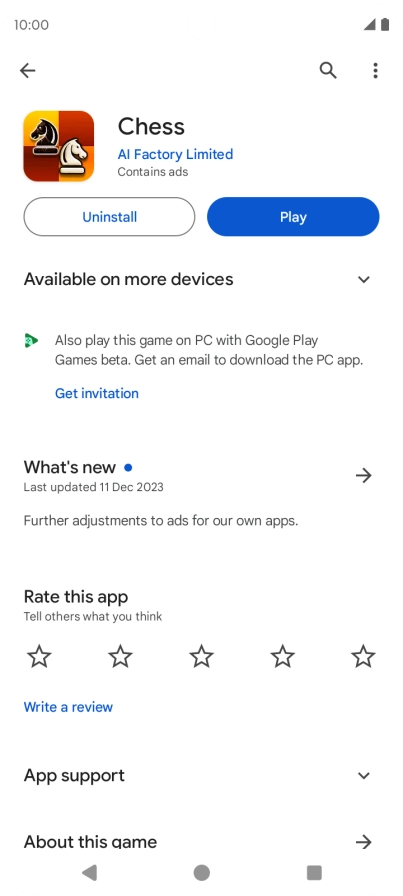 Press Uninstall.