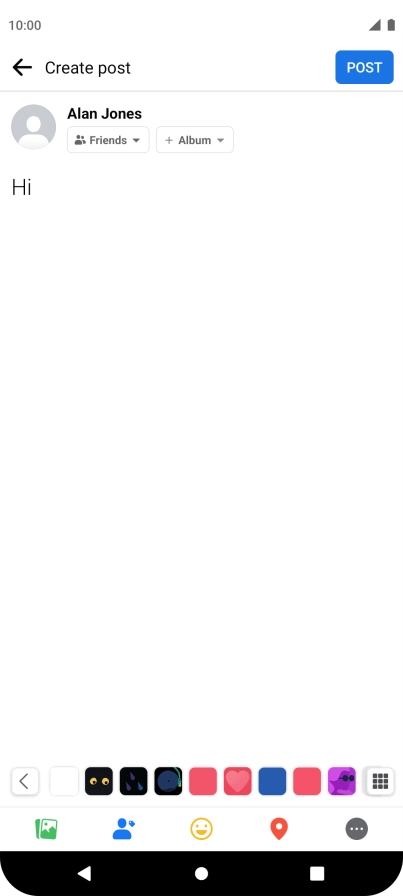 Write the required text and press POST.