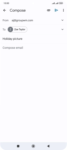 Press the text input field and write the text for your email message.