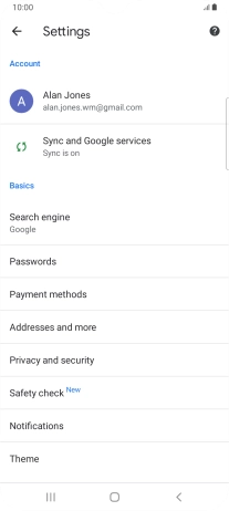 Press Privacy and security.