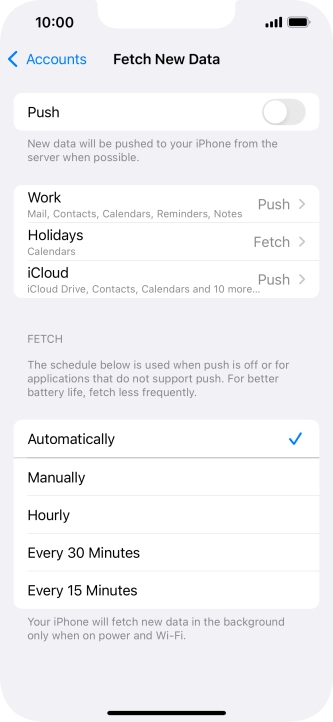 If you turn off the function, press the required setting.