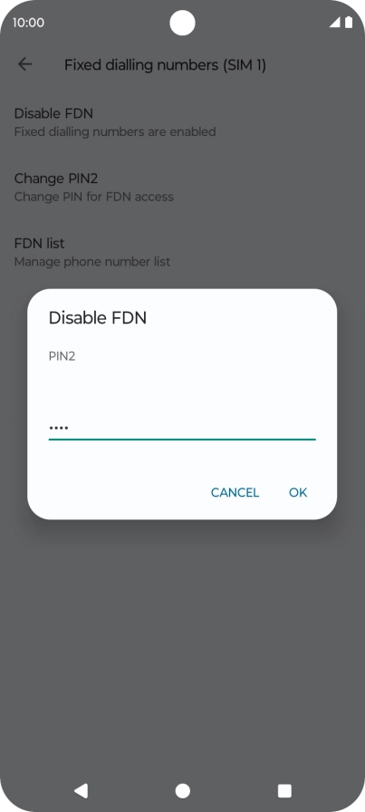 Key in your PIN2 and press OK. The default PIN2 is 1111.