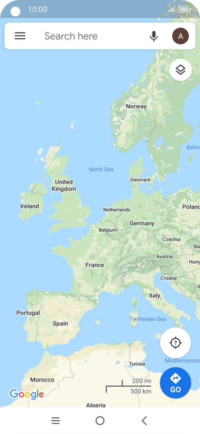 Press the search field and key in the required destination.