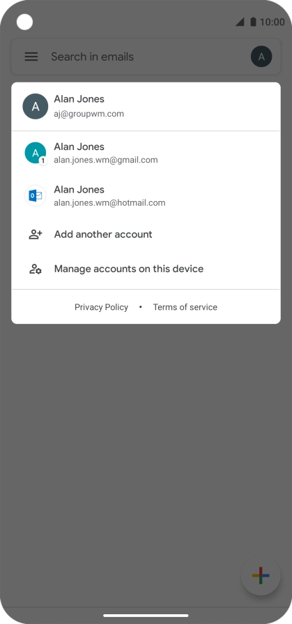 Press the required account.