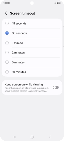 Press the required setting.