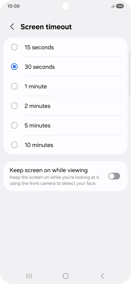 Press the required setting.