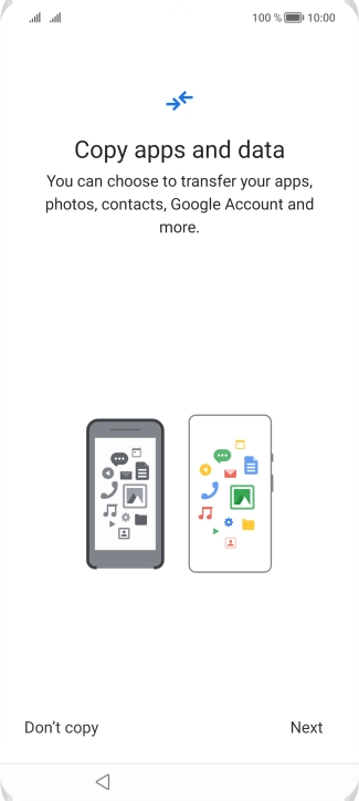 You can transfer the contents of another phone to your phone when it's activated for the first time and after a factory reset. When this screen is displayed, your phone is ready to transfer contents from another phone.