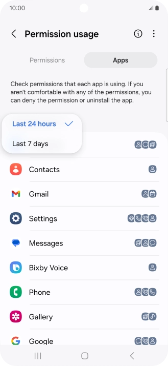 Press the required setting.