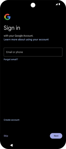 Press Email or phone and key in the username for your Google account.