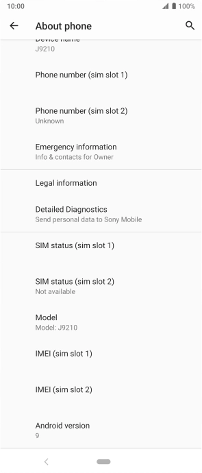 Your phone's software version is displayed below Android version.