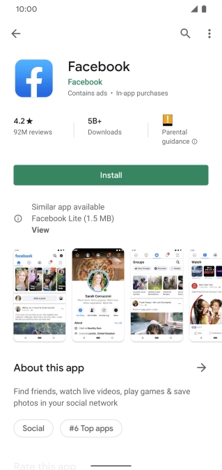 Press Install and follow the instructions on the screen to install the app.