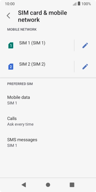 Press the required SIM.