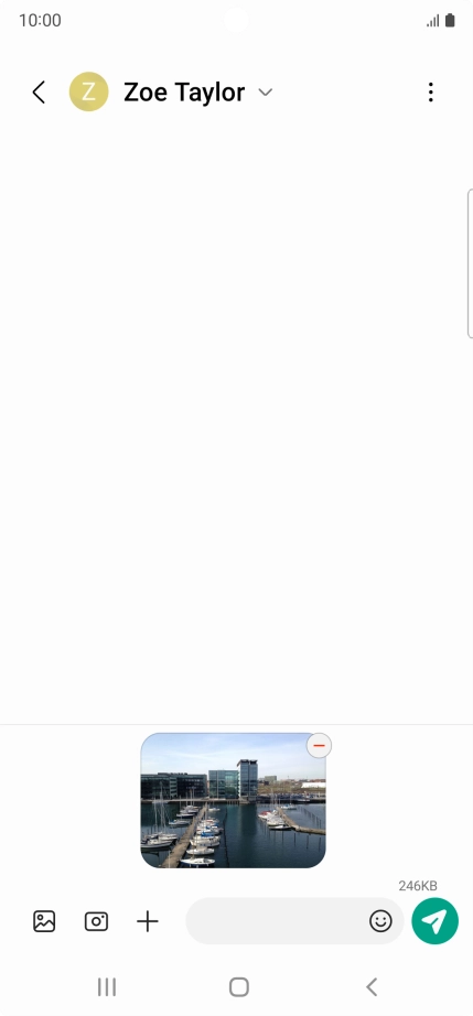 Press the text input field and write the text for your picture message.