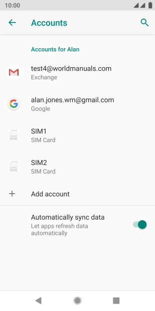 Press the required email account.