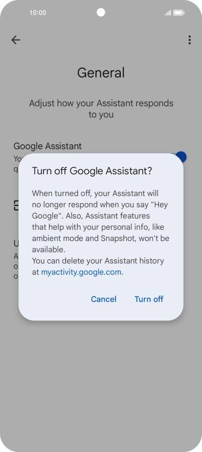 If you turn off the function, press Turn off.