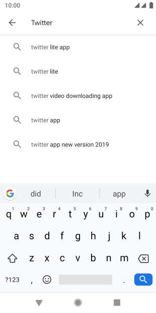 Key in Twitter and press the search icon.