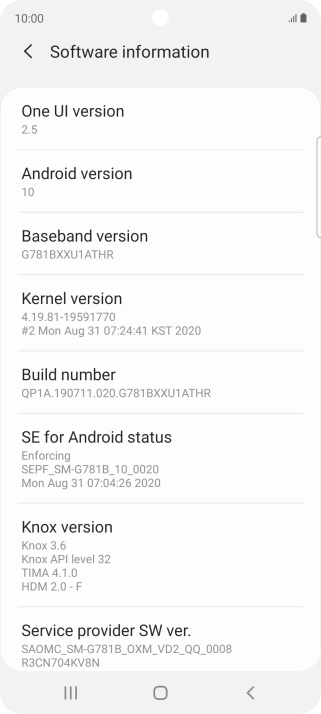 Your phone's software version is displayed below Android version.