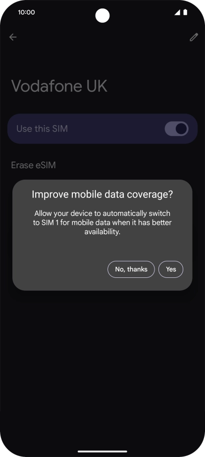 Press the required setting.