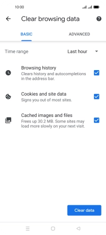 Press the fields next to the required data types.