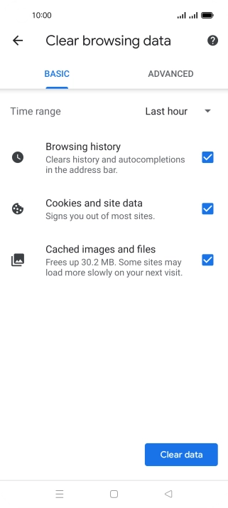 Press the fields next to the required data types.
