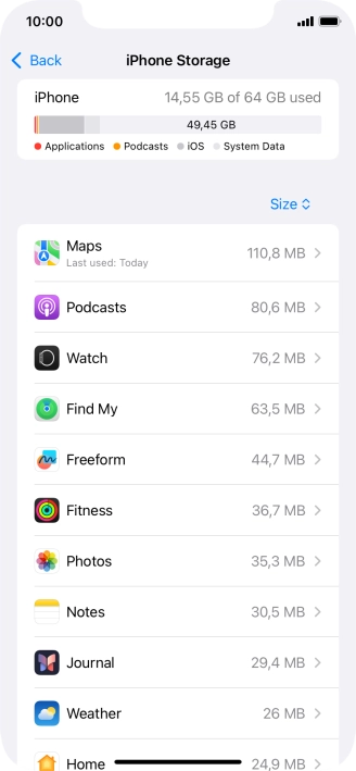 Press the required app.