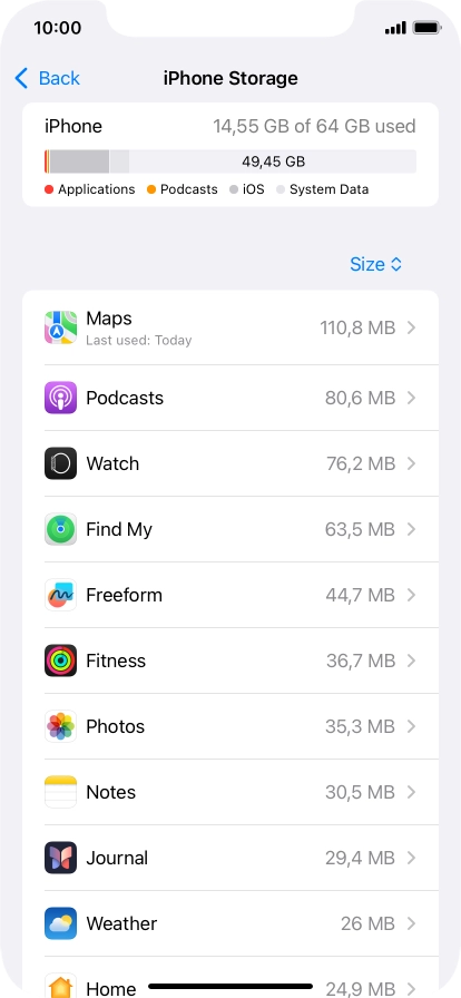Press the required app.