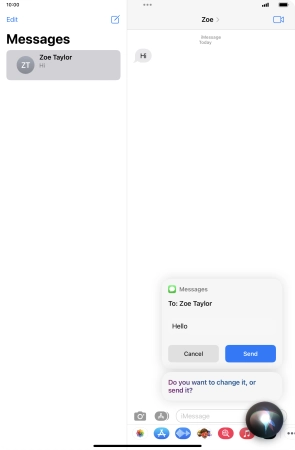 If an application is open on your tablet, such as a Mail or Messages, you can also use the functions available here, e.g.: REPLY [text].